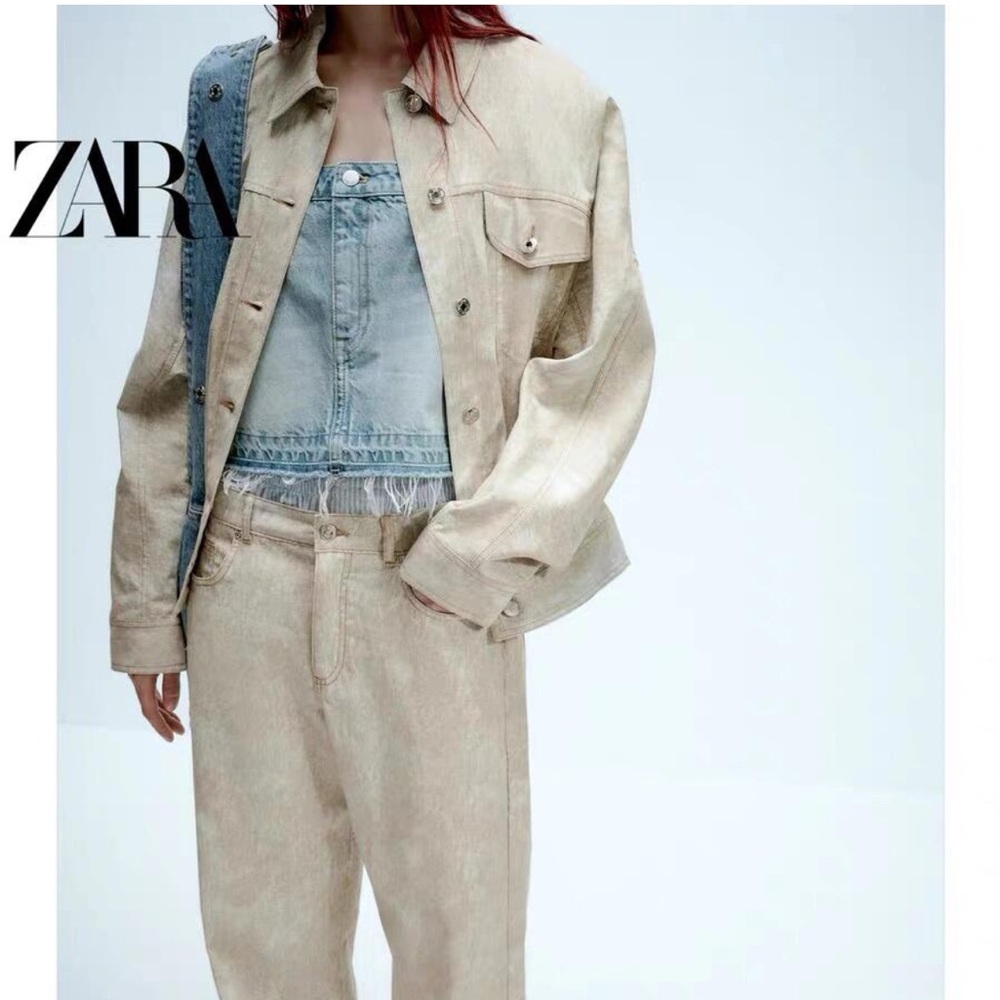 NWT Zara Printed oversized linen blend jacket - Picture 4 of 14